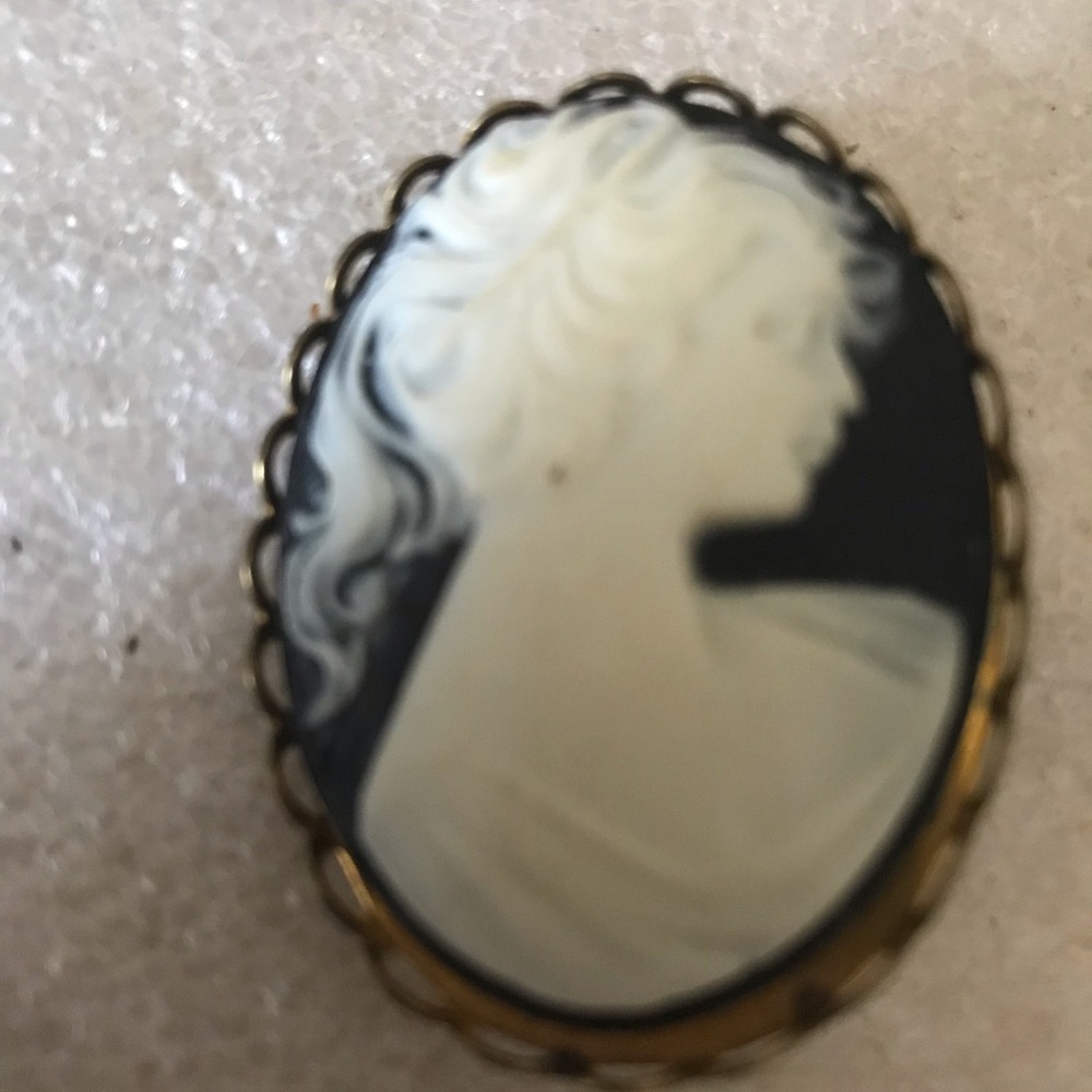 Elegant Cameo Brooch in Black and White